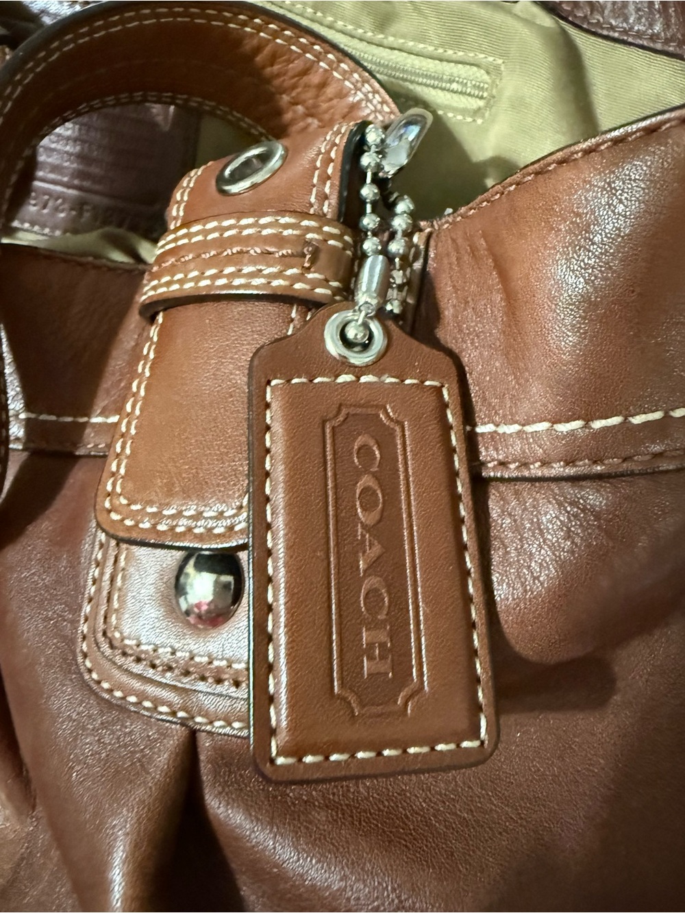 Coach Brown Leather Shoulder Bag with Double Straps - Picture 4 of 9